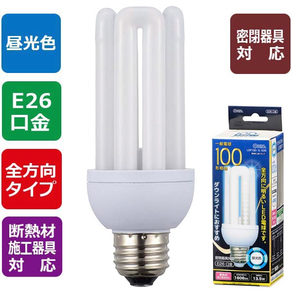 LDF13D-G-E26 LED電球 D形 ホワイト [E26 /昼光色 /1個 /100W相当 /全