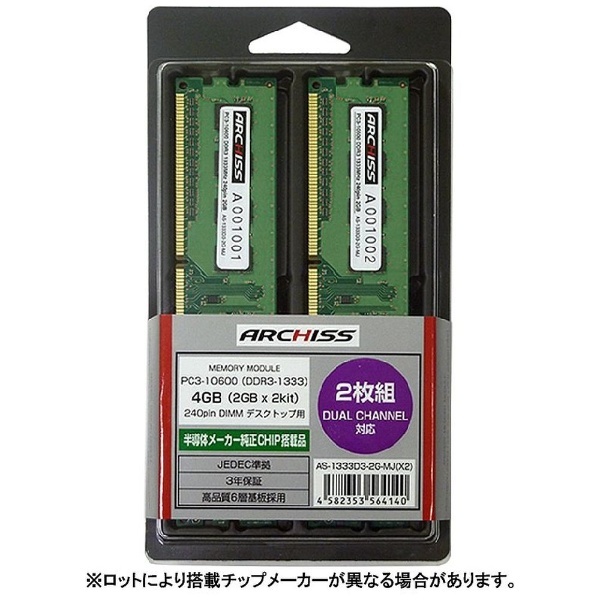 DDR 1333 2GBメモリx2