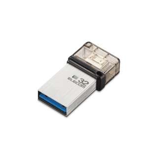 USBメモリ OTG対応(Chrome/Android/Mac/Windows11対応) シルバー MF-SEU3032GSV [32GB /USB TypeA＋microUSB /USB3.0 /キャップ式]