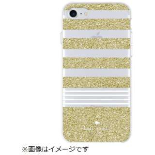 iPhone 8 / 7 / 6s / 6p@Hardshell Case KSIPH-068-STPGG Stripe 2 Gold Glitter/White