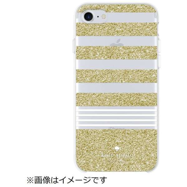 iPhone 8 / 7 / 6s / 6p@Hardshell Case KSIPH-068-STPGG Stripe 2 Gold Glitter/White_1