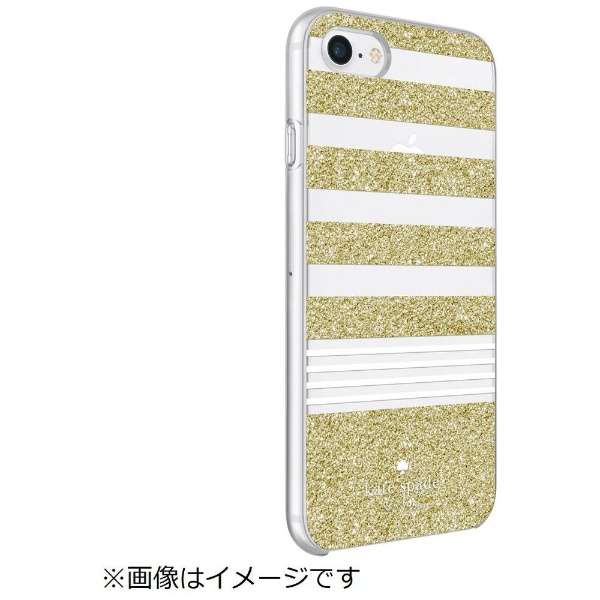 iPhone 8 / 7 / 6s / 6p@Hardshell Case KSIPH-068-STPGG Stripe 2 Gold Glitter/White_4