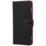 支持供Xperia XZ2使用的笔记本型包简单的磁铁睡觉功能的RT-RXZ2ELC3/BP黑色/粉红