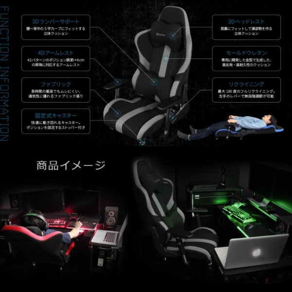 BC-LOC-950RR-BU ゲーミング座椅子 GAMING FLOOR CHAIR プロシリーズ ブルー