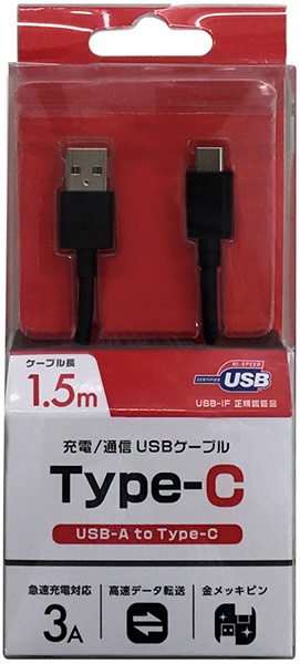 yUSB-IFKFؕiz1.5mmType-C  USB-AnUSB2.0/3AΉUSBP[u [dE] BKS-UD3CS150K ubN [1.5m]