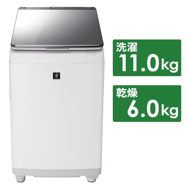 ES-PU11C-S 縦型洗濯乾燥機 シルバー [洗濯11.0kg /乾燥6.0kg /ヒーター乾燥 /上開き] 【お届け地域限定商品】