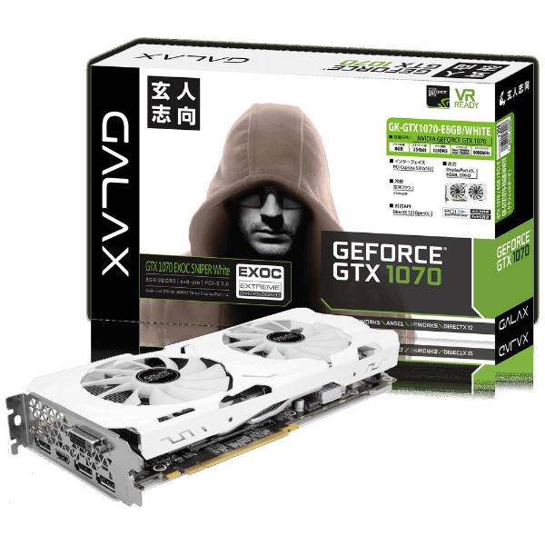 GTXグラフィックボード GPU 玄人志向 GK-GTX1070-E8GB/WHITE