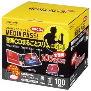 DVD/CDΉ \tgP[X 1e~100 MEDIA PASS ubN EDC-CME1-100D