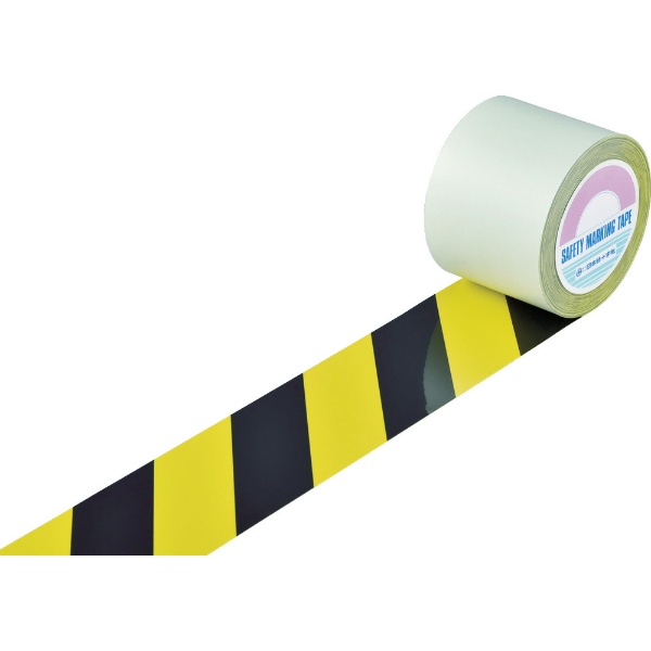 緑十字 ガードテープ（ラインテープ） 黄／黒（トラ柄） １００ｍｍ幅