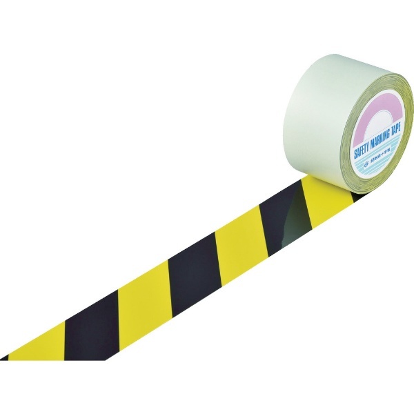 緑十字 ガードテープ(ラインテープ) 黄 黒(トラ柄) 75mm幅×20m 148122 ラインテープ - 5
