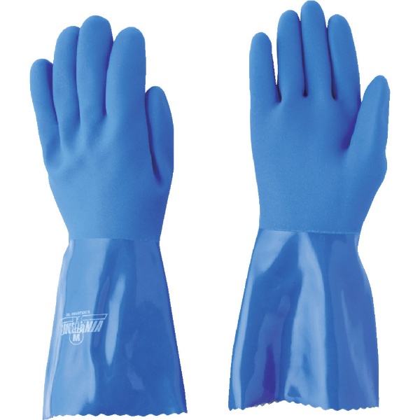 塩化ビニール手袋 耐油マックスロング Lサイズ ブルー 2303L 川西工業