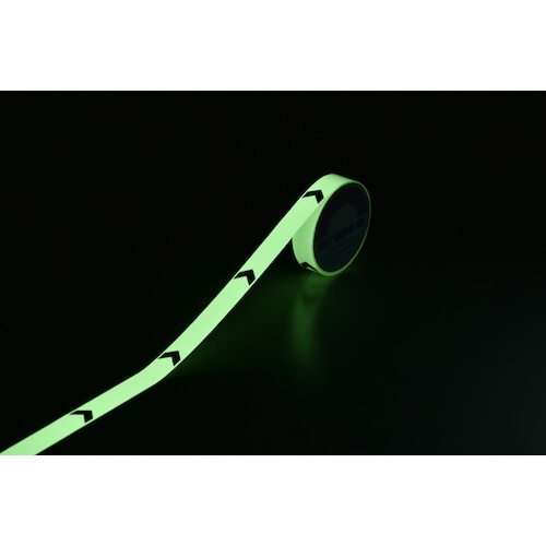 緑十字 高輝度蓄光ラインテープ（矢印付） ２５ｍｍ幅×１０ｍ 屋内用 ＰＥＴ 日本緑十字｜JAPAN GREEN CROSS 通販 