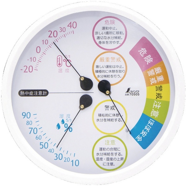 シンワ 温湿度計 Ｆ－３Ｌ２ 熱中症注意丸型１５ｃｍ シンワ測定｜Shinwa Rules 通販