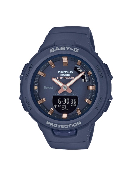 Baby-G CASIO Baby-G 腕時計 レディース bsa-b100-2adr カシオ ベビーG ジースクワッド G-SQUAD クオーツ ネイビーxネイビー アナデジ表示
