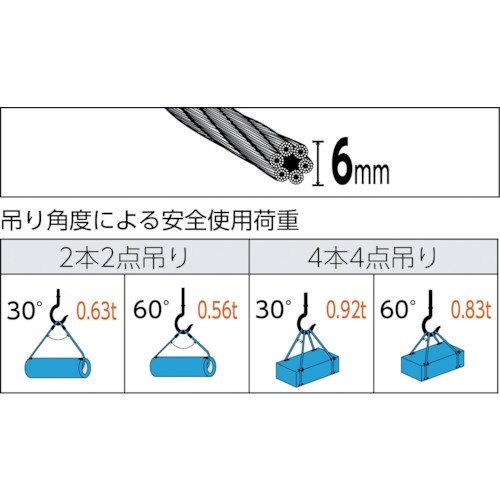 TRUSCO ワイヤロープスリング Eタイプ アルミロック 6mmX1.5m TWEL-6S1.5 1本 ▼837-0613