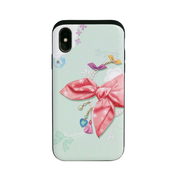 iPhone XS 5.8 Card slide Dot Scarf Pink Scaft