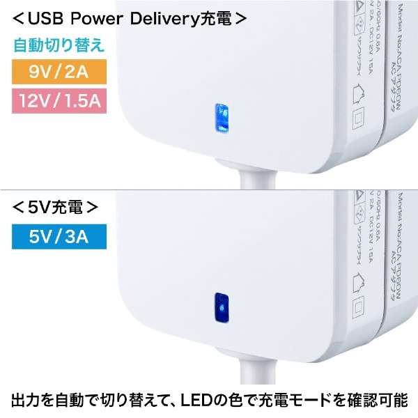mType-Cn USB Power DeliveryΉP[ǔ^AC[diP[ǔ^E18Wj zCg ACA-PD60W [USB Power DeliveryΉ]_3