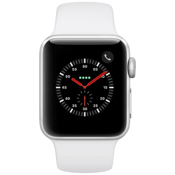 Apple Watch Series 3（GPS + Cellularモデル）- 38mmシルバーアルミニウムケースとホワイトスポーツバンド  MTGN2J/A