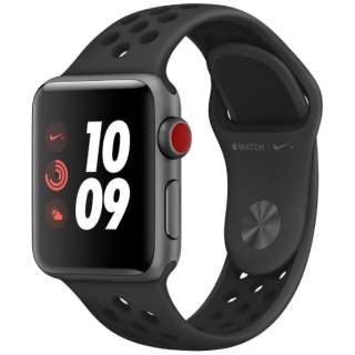 Apple Watch Nike+ Series 3iGPS + Cellularfj- 38mmXy[XOCA~jEP[XƃAXTCg/ubNNikeX|[coh MTGQ2J/A