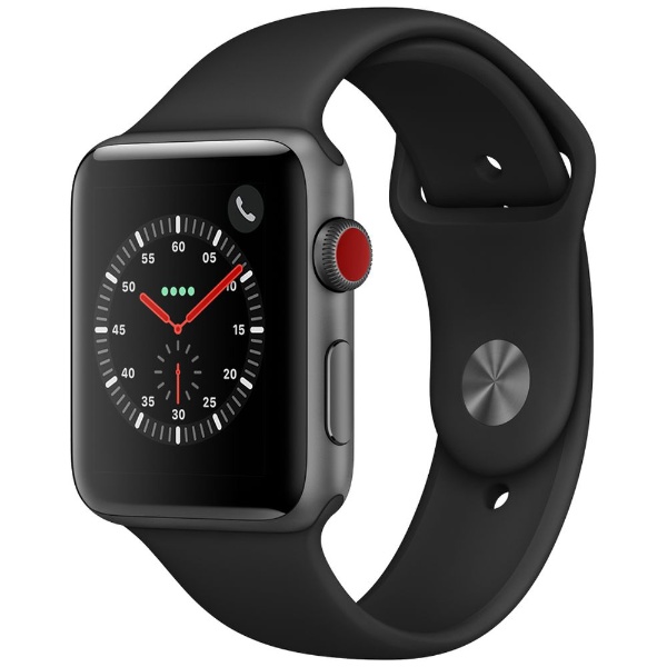 Apple Watch Series 3（GPS + Cellularモデル）- 42mmスペースグレイアルミニウムケースとブラックスポーツバンド  MTH22J/A