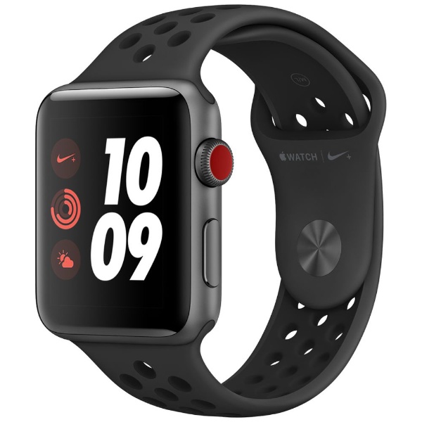 Apple Watch Nike+ Series 3（GPS + Cellularモデル）- 42mm スペースグレイアルミニウムケースとアンスラサイト/ブラックNikeスポーツバンド MTH42J/A [Series3 /42mm /アルミニウム  /スポーツバンド /スペースグレイ /GPS+Cellular] アップル Apple 通販 | ビックカメラ.com