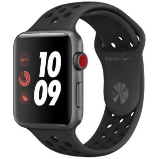 Apple Watch Nike+ Series 3iGPS + Cellularfj- 42mmXy[XOCA~jEP[XƃAXTCg/ubNNikeX|[coh MTH42J/A
