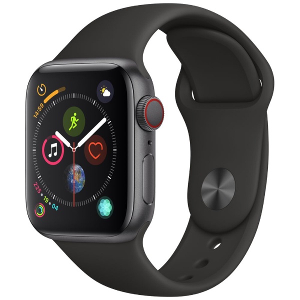 Apple Watch Series 4（GPS + Cellularモデル）- 40mm スペースグレイアルミニウムケースとブラックスポーツバンド  MTVD2J/A