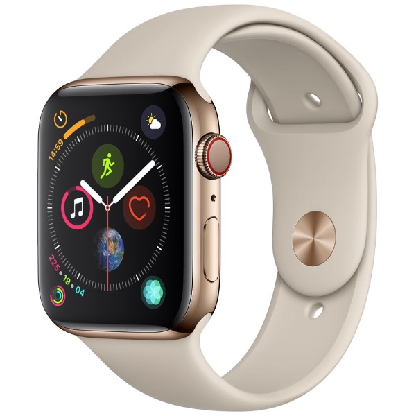 Apple Watch Series 4（GPS + Cellularモデル）- 44mm ゴールドステンレススチールケースとストーンスポーツバンド  MTX42J/A [Series4 /44mm /ステレンススチール /スポーツバンド /GPS] 【処分品の為、外装不良による返品・交換不可】