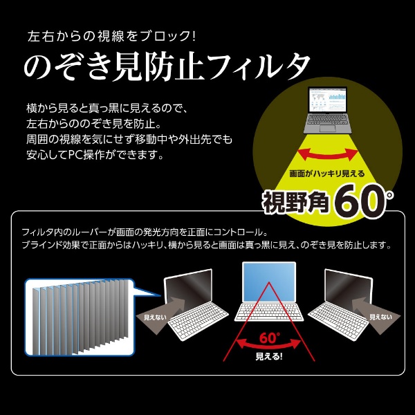 PC用のぞき見防止フィルタ 14.0W SFFLGPV140W ナカバヤシ｜Nakabayashi 通販 | ビックカメラ.com