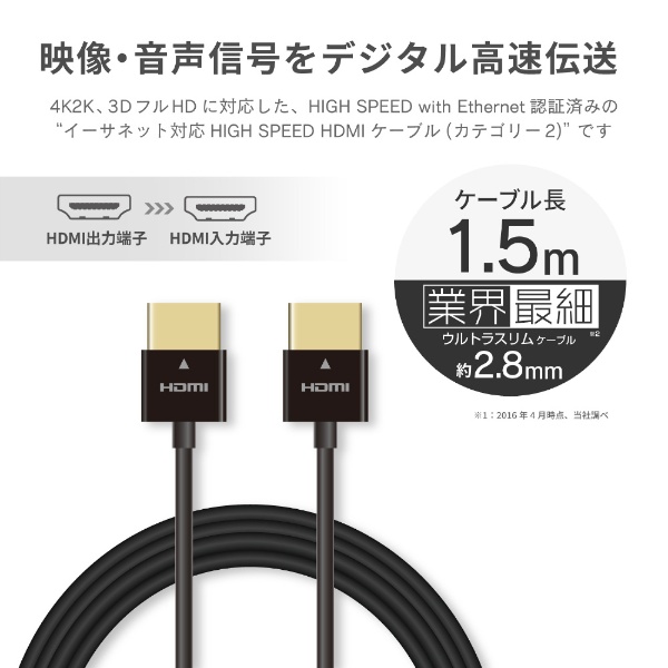 HDMIケーブル 1.5m 4K 金メッキ 【 TV PC 等対応】 (タイプA・19ピン