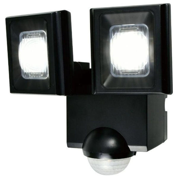 LEDセンサーライト 乾電池式 2灯 ELPA ブラック ESL-N112DC [白色