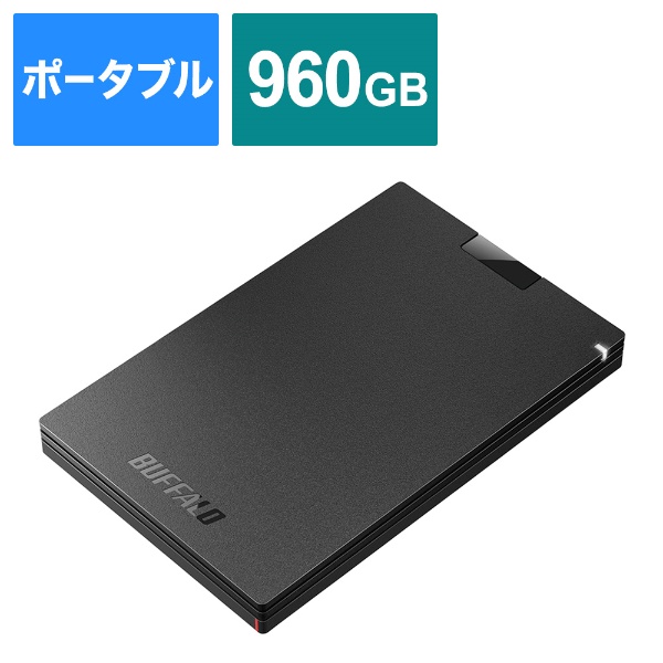 SSD-PGC960U3-BA 外付けSSD USB-C＋USB-A接続 (PS5対応) ブラック [960GB /ポータブル型]