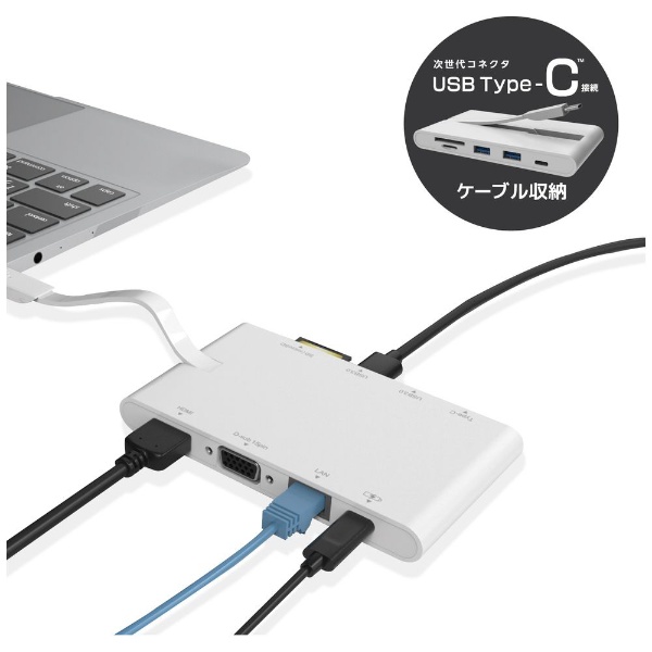 ［USB-C オス→メス カードスロットｘ2 / HDMI / VGA / LAN / USB-Aｘ2 / USB-Cｘ2］ USB PD対応  100W ドッキングステーション (Windows11対応/Mac) ホワイト DST-C05WH [USB Power Delivery対応]