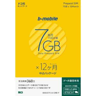 SIM後日【ドコモ回線】b-mobile「7GB×12ヶ月SIM申込パッケージ」データ通信専用 BM-GTPL4-12M-P [マルチSIM /SMS非対応]_1
