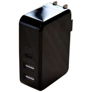 AC - USB充電器 ノートPC・タブレット対応 45W [3ポート：USB-C＋USB-Aｘ2 /USB Power Delivery対応] ブラック IPA-C03/BK