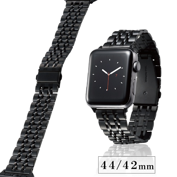 アップルウォッチ バンド ベルト Apple Watch Ultra / SE ( 第2世代 / 第1世代 ) / Series 8 / 7 / 6  / 5 / 4 / 3 / 2 / 1 [ 49mm 45mm 44mm 42mm ] ステンレス 7連 ブラック AW-44BDSS7BK