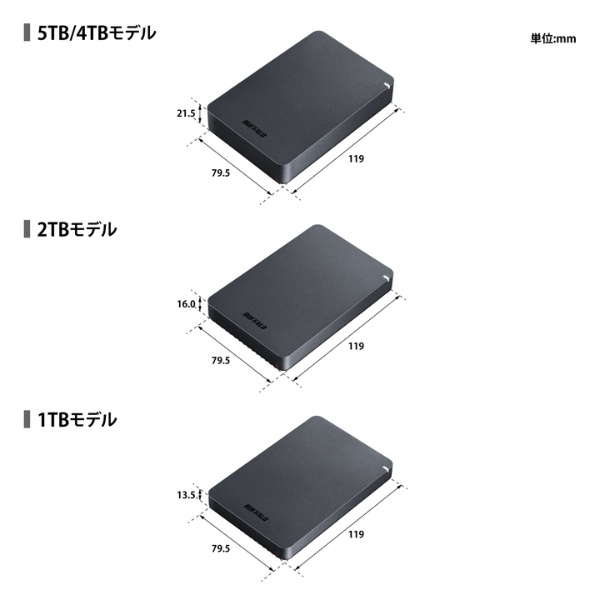 バッファロー(BUFFALO) HD-PZF1.0U3-BKA(ブラック) ポータブルHDD 1TB USB3.1(Gen1)  3.0 2.0接続 耐衝撃