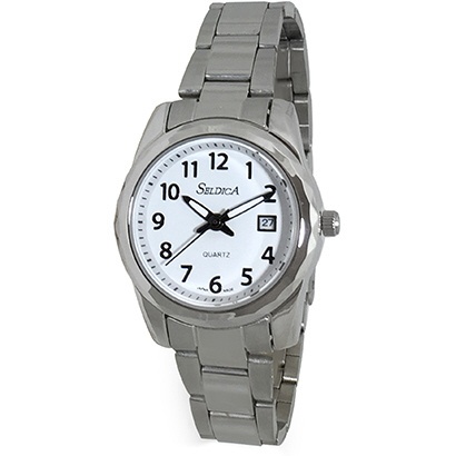 賜物 メタルバンド腕時計 買い物 セルディカ SD-AL048-WTS 婦人用