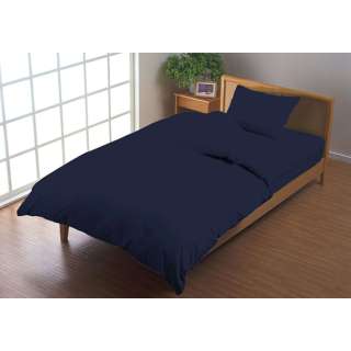 [被褥床罩]基本的段子加宽单人床(宽大的单人)长尺寸(棉100%/170×230cm/深蓝)