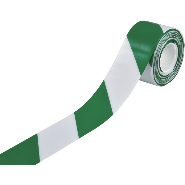 緑十字 高耐久ラインテープ 白/緑 100mm幅×10m 両端テーパー構造 403089-