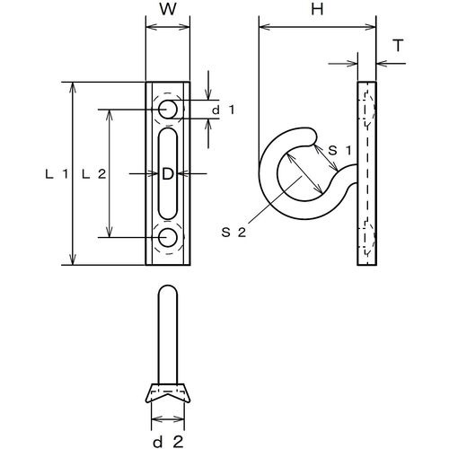 水本 ステンレス プレートフック縦型 線径８ｍｍ B-2592 水本機械