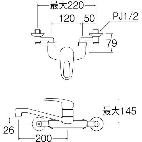 キッチン水栓  三栄水栓製（SANEI）K1712AK-13　シングル混合栓　寒冷地用 - 4