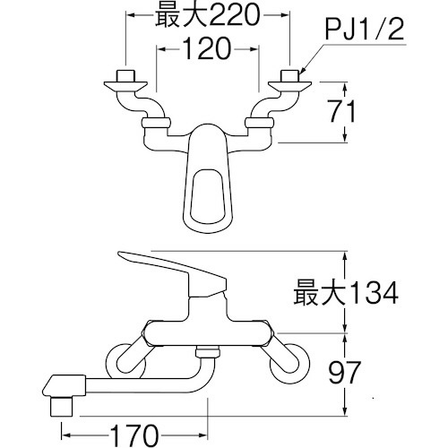 三栄 混合栓 シングルレバー SANEI - 3
