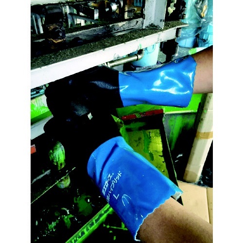 塩化ビニール手袋 耐油ハイブリッド S ブルー+ブラック NO.403S ミエローブ 通販
