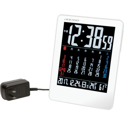 カラーカレンダー電波時計 セール特価品 ホワイト 品質保証 NA-929 電波自動受信機能有