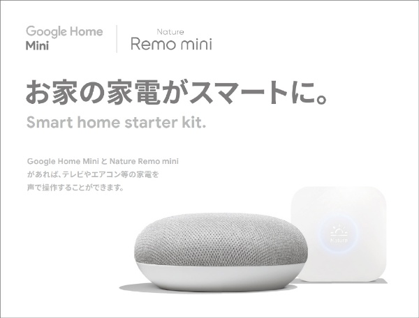 スマートスピーカー Google Home mini（チョーク） + Nature Remo Mini