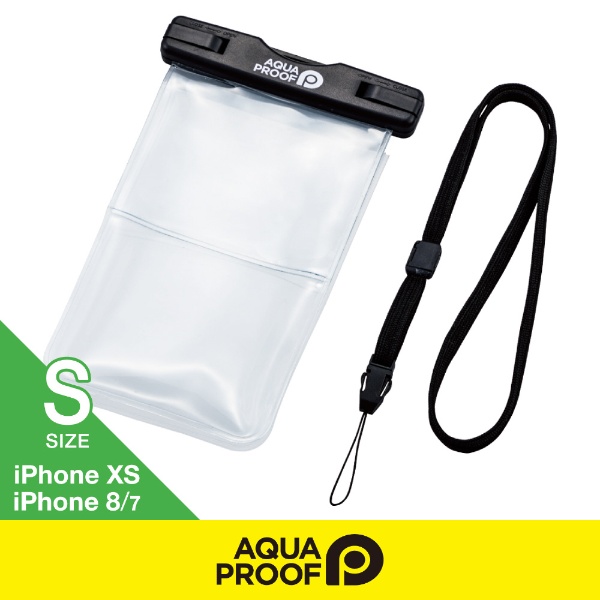  スマートフォン用防水・防塵ケース プラスチック蓋 ポケット付 Sサイズ ブラック P-WPSK01BK