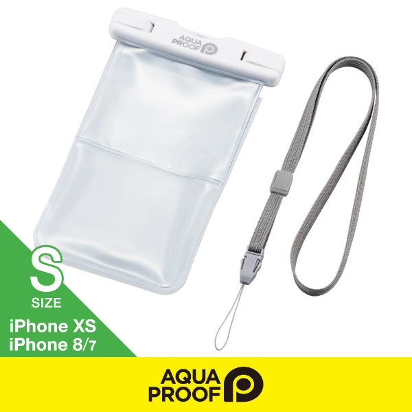  スマートフォン用防水・防塵ケース プラスチック蓋 ポケット付 Sサイズ ホワイト P-WPSK01WH
