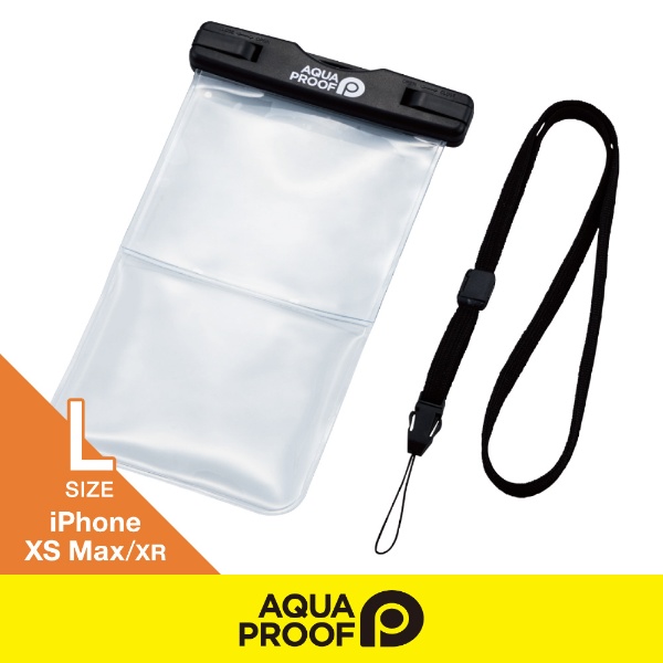  スマートフォン用防水・防塵ケース プラスチック蓋 ポケット付 Lサイズ ブラック P-WPSK02BK