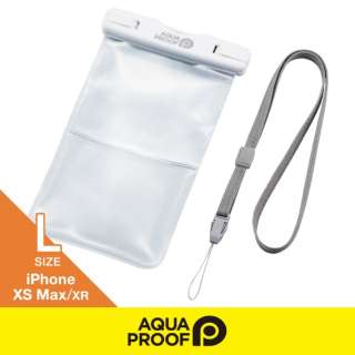 スマートフォン用防水・防塵ケース プラスチック蓋 ポケット付 Lサイズ ホワイト P-WPSK02WH